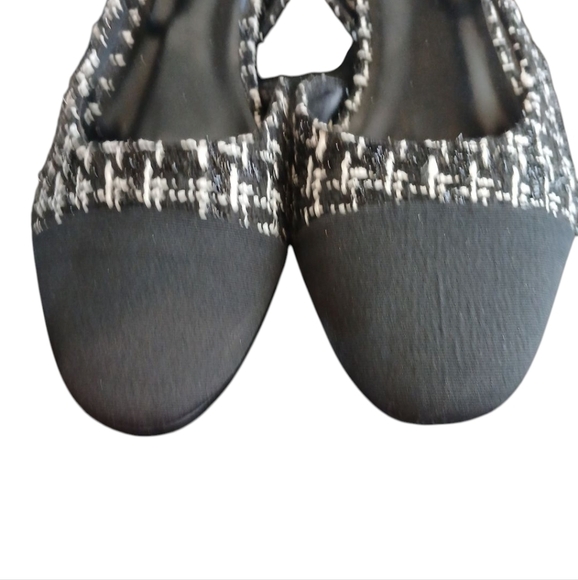 Aprcoco Black and White Tweed Sling Back Flats Suze 9.5 - Picture 3 of 10